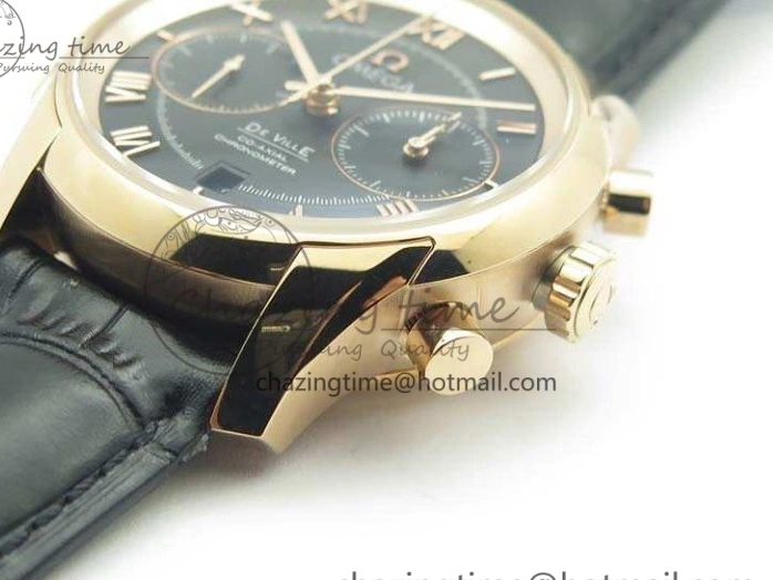 0120 De Ville Chronograph RG OMF 1:1 Best Edition Black Dial On Black Leather Strap A Sophisticated 8106